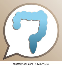 Intestines sign. Bright cerulean icon in white speech balloon at pale taupe background. Illustration.