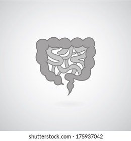 Intestines symbol on gray background 