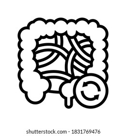 vector de icono de la línea de trasplante intestinal. signo de trasplante intestinal. símbolo de contorno aislado ilustración negra