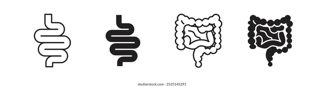 Intestines vector filled and outlined icons collection