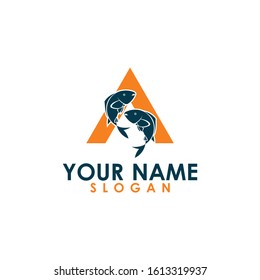 intial A and fish logo art vector Design 