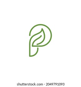 Intial Letter P logo in clipart line design vector