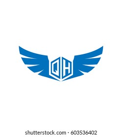 Intial Letter QH Logo with Wings Vector