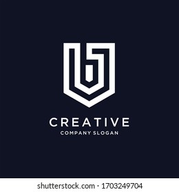 Initialer Brief mit Schild Logo-Design, Inspiration für Logo-Design