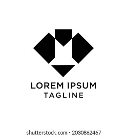 Intial M diamond Logo Design Vector