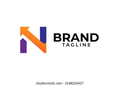 Logotipo inicial N, letra N con combinación de flecha, utilizable para las finanzas, logotipos logísticos y de la empresa, ilustración vectorial