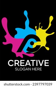  intial pc colour idea vector logo design
