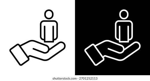 Icono de Asistencia inicial de la línea de Ilustración vectorial de estilo blanco y negro
