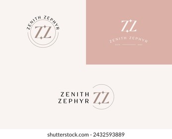  Intial ZZ for Zenith Zephyr Lady Preneur Logo Template for businesswoman