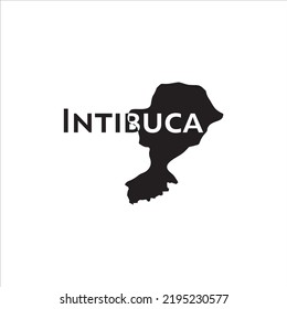 Intibuca map and black lettering design on white background