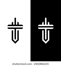 intiial letter TVLL with abstract shape logo sword