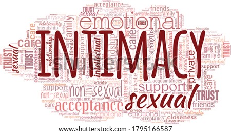 Intimacy word cloud isolated on a white background.