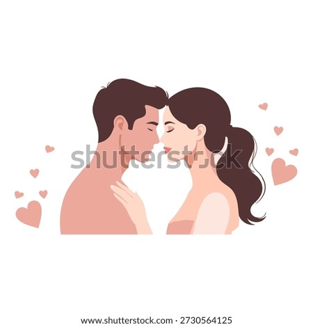 Intimate Embrace: A tender moment captured between a couple in a loving embrace, hearts floating, embodying the essence of togetherness, affection, and intimacy.