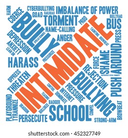 Intimidate word cloud on a white background. 