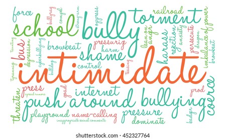 Intimidate word cloud on a white background. 