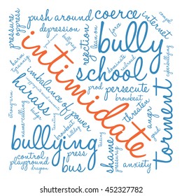 Intimidate word cloud on a white background. 