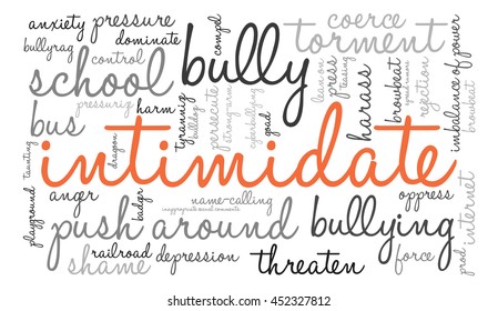 Intimidate word cloud on a white background. 