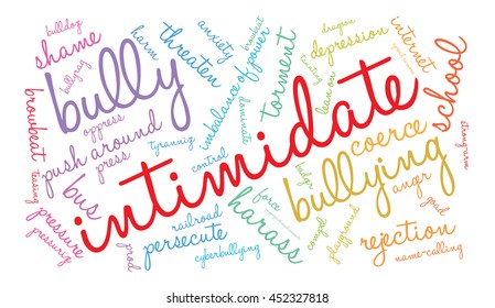 Intimidate word cloud on a white background. 