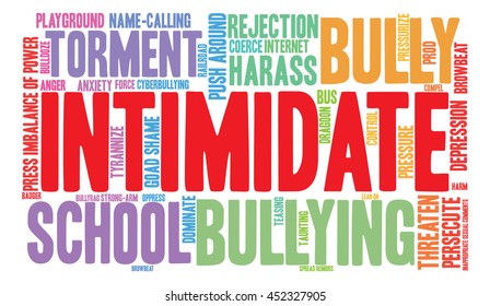 Intimidate word cloud on a white background. 
