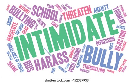 Intimidate word cloud on a white background. 