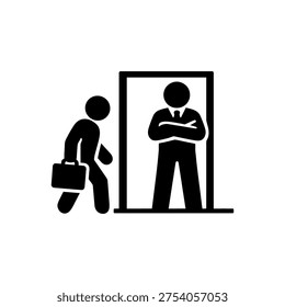 Intimidating Boss Gatekeeping Entry Icon Isolated On White Background