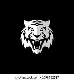 intimidating tiger front view theme logo template vector