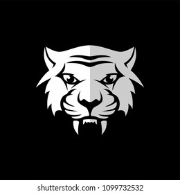 intimidating tiger front view theme logo template vector