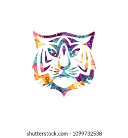 intimidating tiger front view theme logo template vector