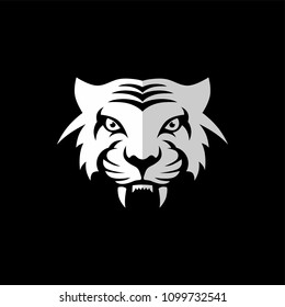 intimidating tiger front view theme logo template vector
