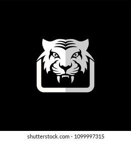 intimidating tiger front view theme logo template vector