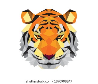 Intimidating Tiger Head Polygonal Illustration Vector