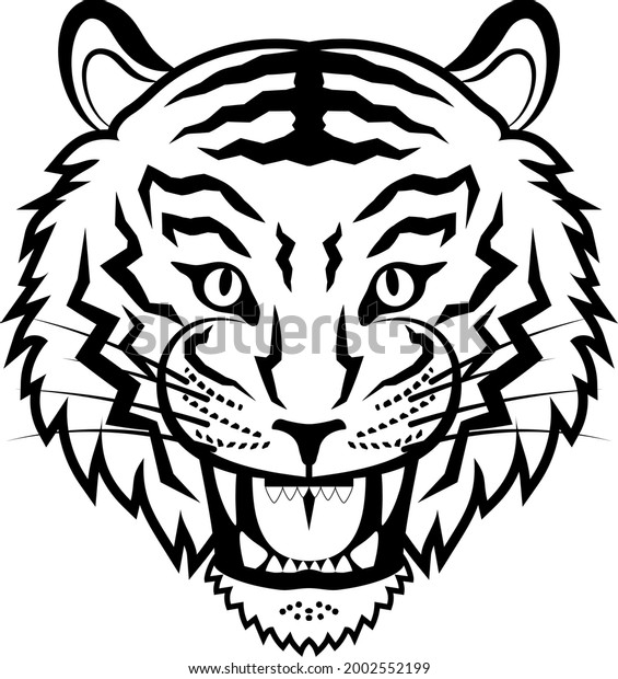 Intimidating Tiger Vector Illustration Single Color Stock Vector ...