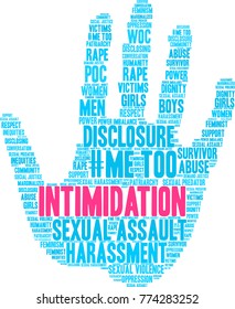 Intimidation word cloud on a white background. 