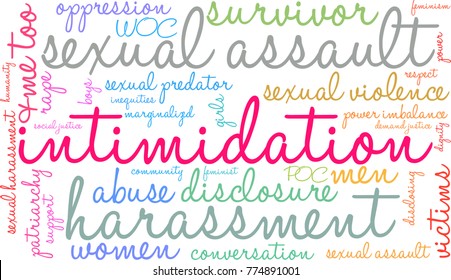 Intimidation word cloud on a white background. 