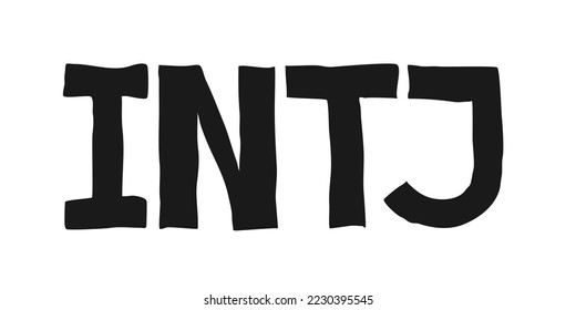 INTJ and conceptual planner or achiitect personality and psychologic character of person - introverted, intuitive, thinking, judging. Myers Briggs type indicatior - MBTI. Text as vector illustration.