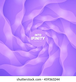Into Infinity geometry. Abstract geometrical concentric swirl background. Sea shell like structures. Fractal swirl background. Concentric wrapping geometry. 