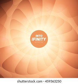 Into Infinity geometry. Abstract geometrical concentric swirl background. Sea shell like structures. Fractal swirl background. Concentric wrapping geometry. 
