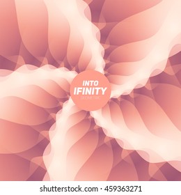 Into Infinity geometry. Abstract geometrical concentric swirl background. Sea shell like structures. Fractal swirl background. Concentric wrapping geometry. 