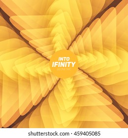 Into Infinity geometry. Abstract geometrical concentric swirl background. Sea shell like structures. Fractal swirl background. Concentric wrapping geometry. 