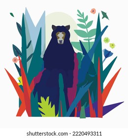 Into The Wild. The wild nature Illustration Vector Drawing Cartoon