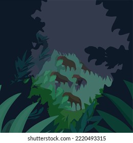 Into The Wild. The wild nature Illustration Vector Drawing Cartoon