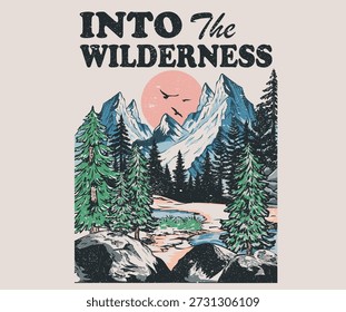 Para a obra de arte do deserto. Montanha t-shirt vetor design. Arte da vida selvagem. Aventura de verão. Arte de montanha para vestuário, adesivo, lote, fundo, cartaz e outros. 