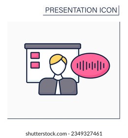 Intonation color icon. Calm and self-strong speaker attract attention. Presentation concept. Isolated vector illustration