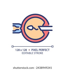 Intracytoplasmic sperm injection RGB color icon. Reproductive technologies, pregnancy care. Artificial insemination. Isolated vector illustration. Simple filled line drawing. Editable stroke