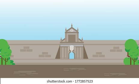 Intramuros Manila Philippines Vector Illustration