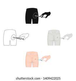 Intramuscular injection into the buttock with a syringe. Medicine single icon in cartoon,black style vector symbol stock illustration web.