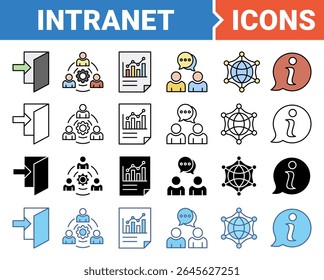 Intranet banner icon set with multiple style collection.	