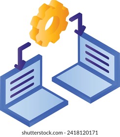 Intranet Graphic, Shared Resources isometric Concept, Desktop Screen Sharing Vector Icon Design, RDP Access Sign stock illustration, Cloud computing and Internet hosting services Symbol,