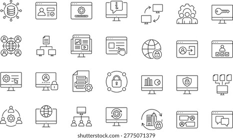 Intranet icon set. Editable line icons