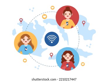 Tecnología de conexión de red de Internet de Intranet para compartir información confidencial de la empresa en una ilustración plana de caricaturas dibujada a mano